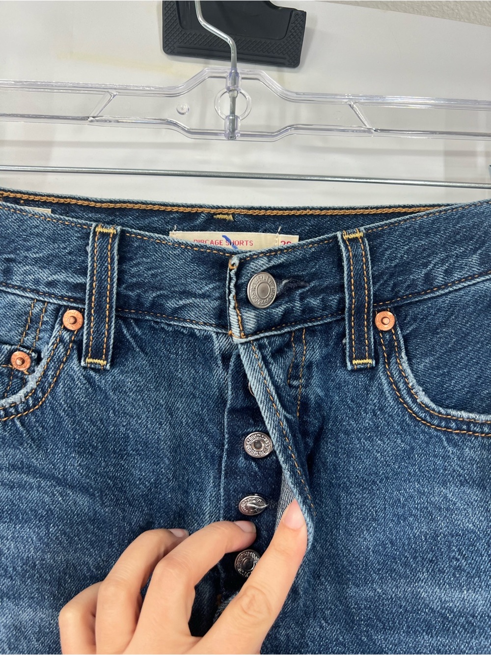 Levi’s Ribcage Button Fly Denim Shorts High Rise - Picture 3 of 8